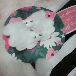 Hello Kitty Furry Hair Barrette Set | 2-Piece Cute Kawaii Hair Clips | Sanrio